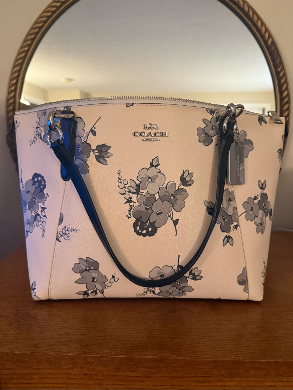 Coach Cream Floral Tote With Fairytale Print